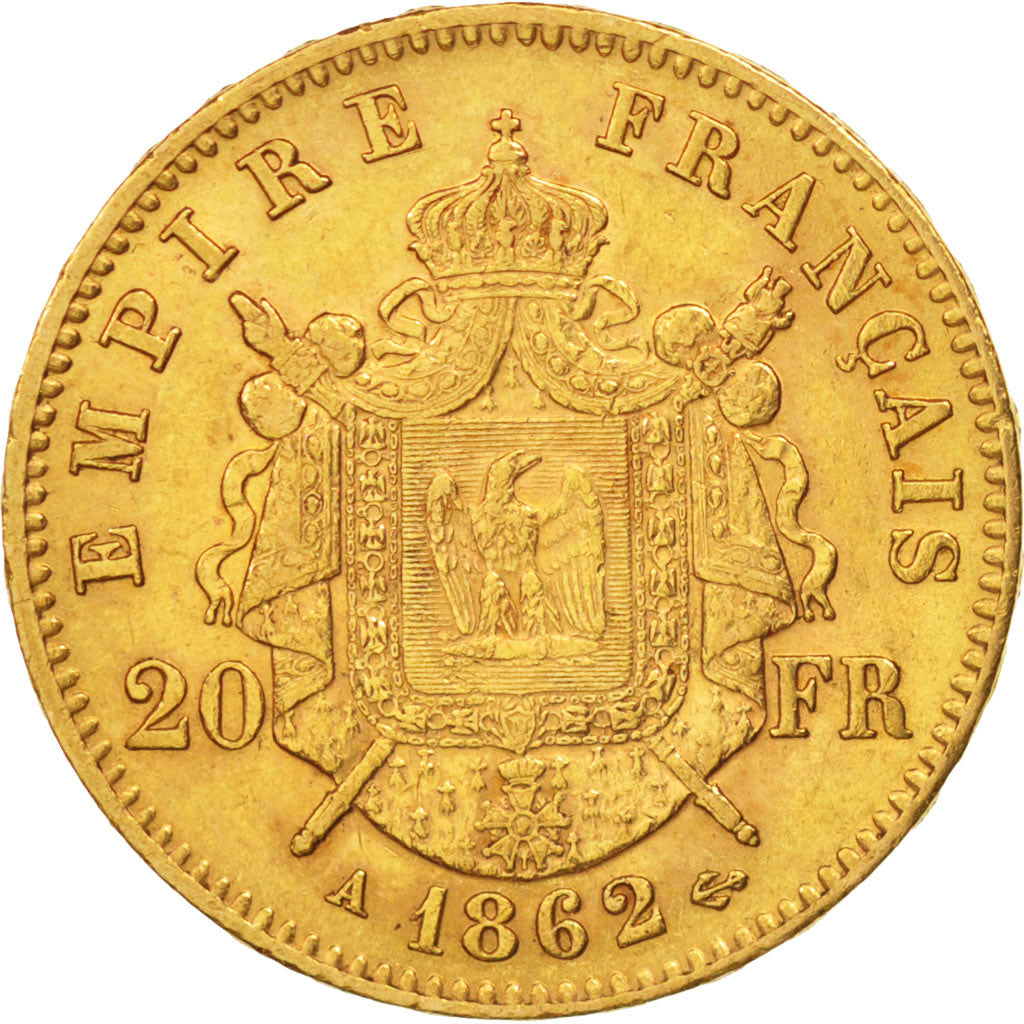 France, Napoleon III, 20 Francs, 1862, Paris, TTB+, Or, KM:801.1, Gadoury 1062