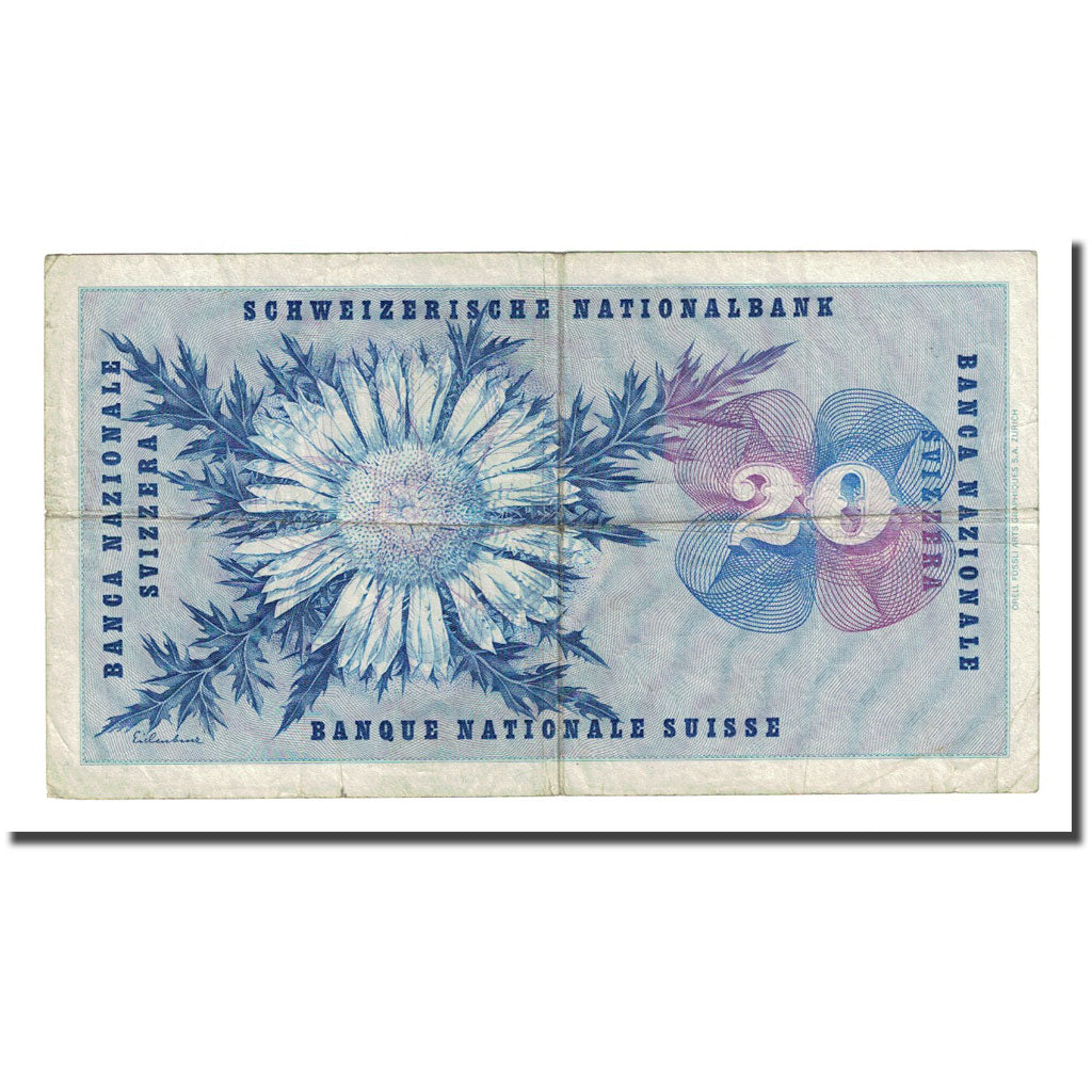 Banknote, Switzerland, 20 Franken, 1961-10-26, KM:46i, F(12-15)