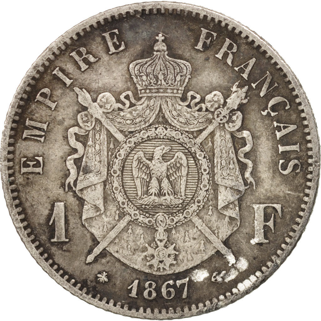Francia, Napoleon III, Napoléon III, Franc, 1867, Paris, BB, Argento, KM:806...