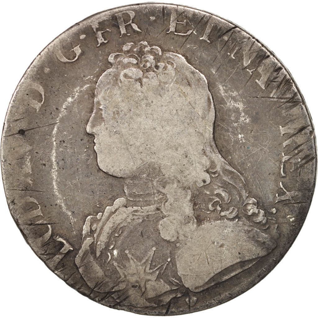 France, Louis XV, Écu aux branches d'olivier, 1732,Aix,F(12-15),Silver,KM 486.27