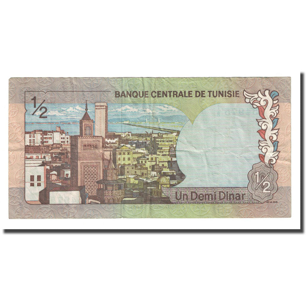 Banknote, Tunisia, 1/2 Dinar, 1972-08-03, KM:66a, VF(20-25)