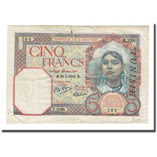 Banknote, Tunisia, 5 Francs, 1941-05-30, KM:8b, F(12-15)