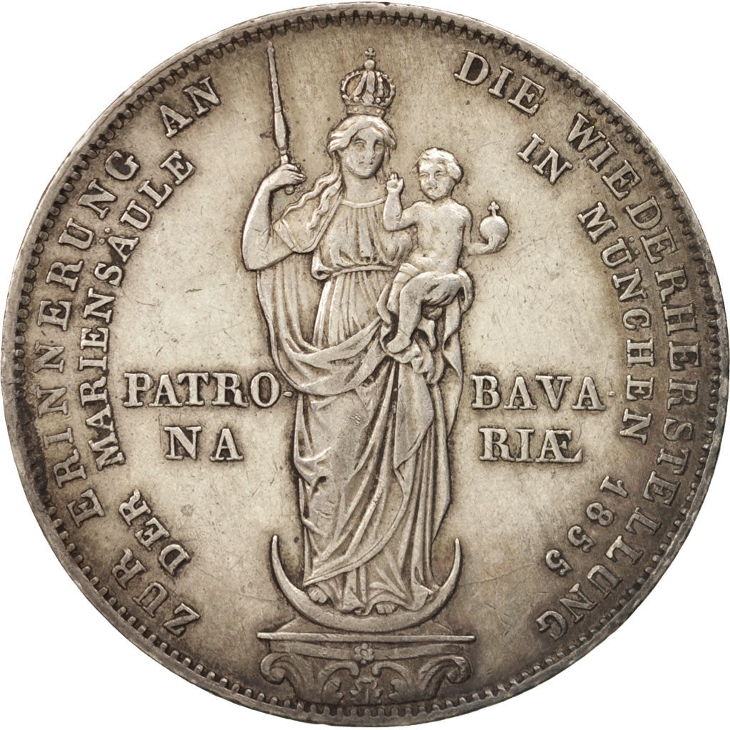 Stati tedeschi, BAVARIA, Maximilian II, 2 Gulden, 1855, Munich, BB, Argento,...