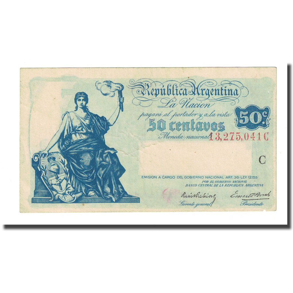 Banknote, Argentina, 50 Centavos, Undated (1942-48), KM:250a, VF(20-25)