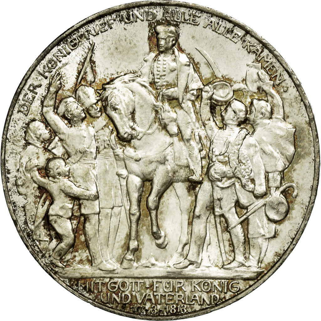 Coin, German States, PRUSSIA, Wilhelm II, 3 Mark, 1913, Berlin, AU(55-58)
