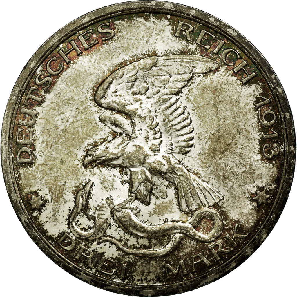 Coin, German States, PRUSSIA, Wilhelm II, 3 Mark, 1913, Berlin, AU(55-58)
