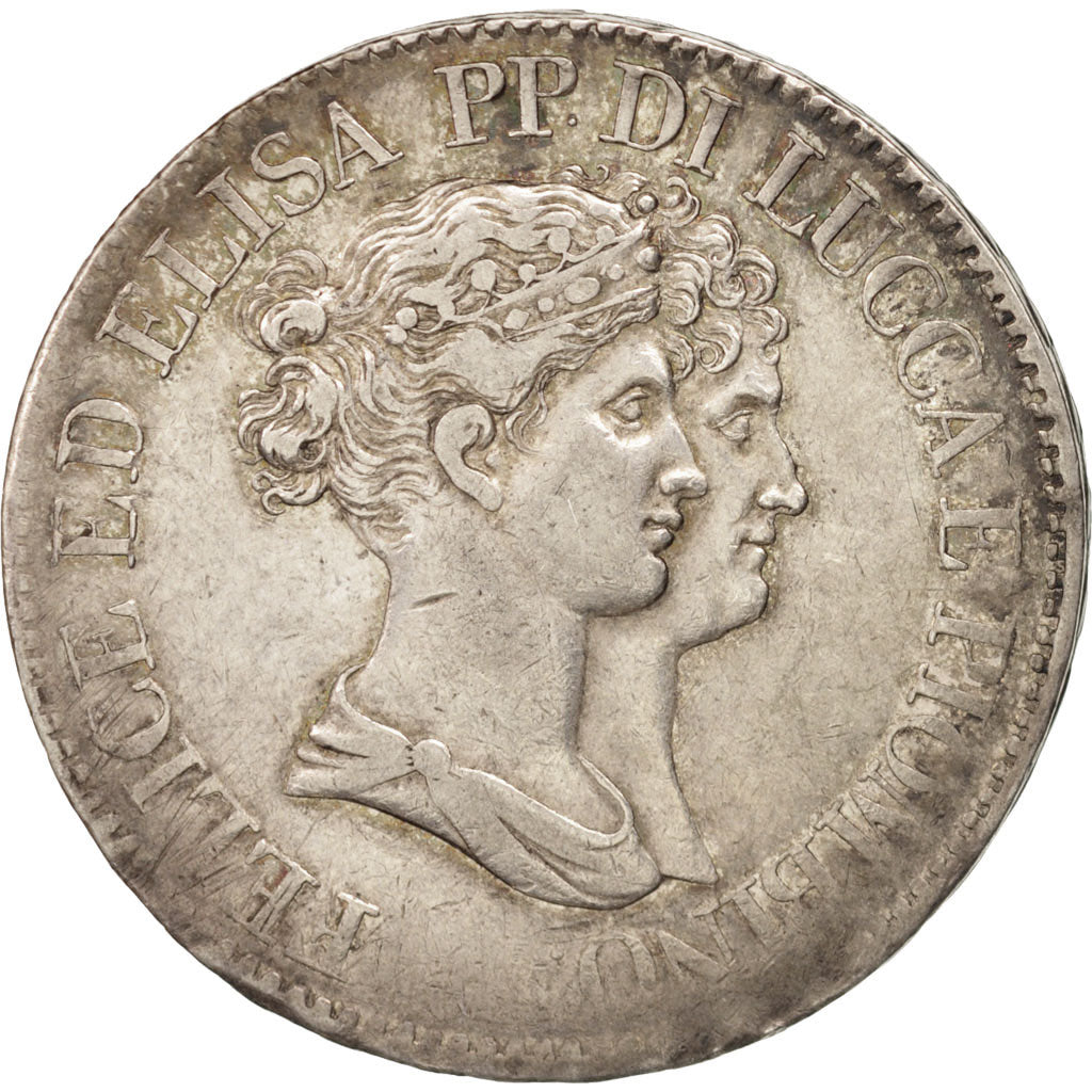 ITALIAN STATES, LUCCA, Felix and Elisa, 5 Franchi, 1808, Firenze, EF(40-45)