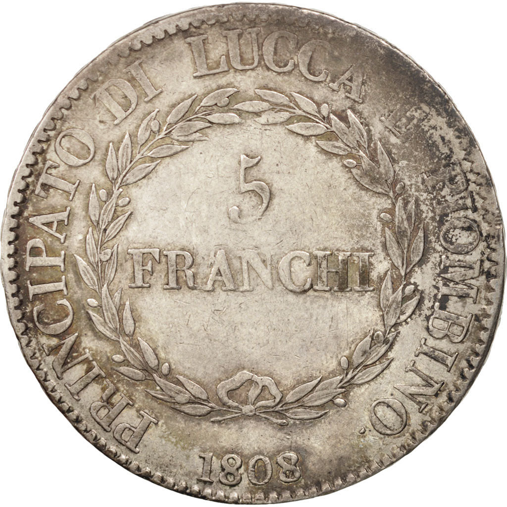 ITALIAN STATES, LUCCA, Felix and Elisa, 5 Franchi, 1808, Firenze, EF(40-45)
