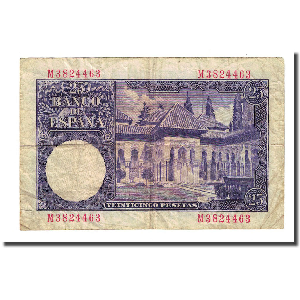 Banknote, Spain, 25 Pesetas, 1954-07-22, KM:147a, F(12-15)