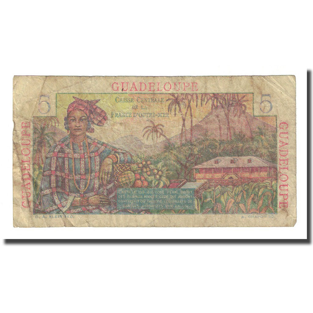 Guadeloupe, 5 Francs, Undated (1947), F(12-15), KM:31