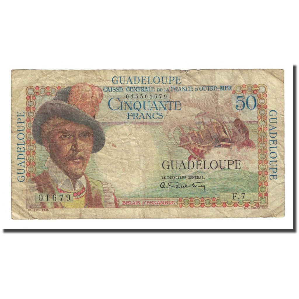 Guadeloupe, 50 Francs, Undated (1947), F(12-15), KM:34