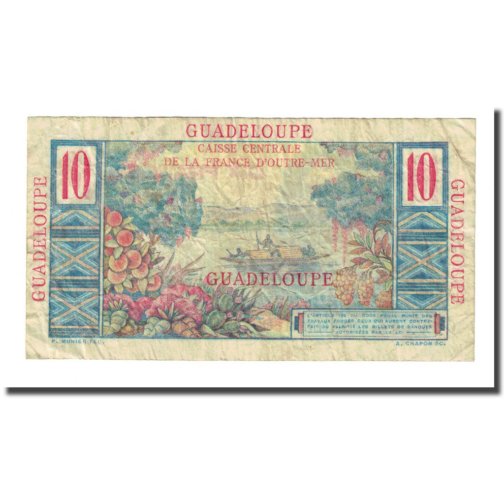 Guadeloupe, 10 Francs, Undated (1947), VF(20-25), KM:32