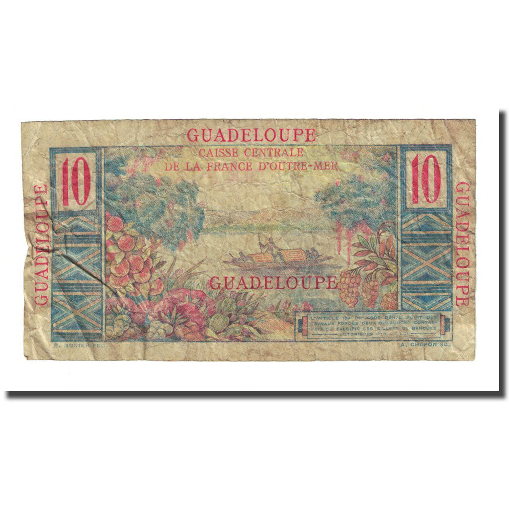 Guadeloupe, 10 Francs, Undated (1947), F(12-15), KM:32