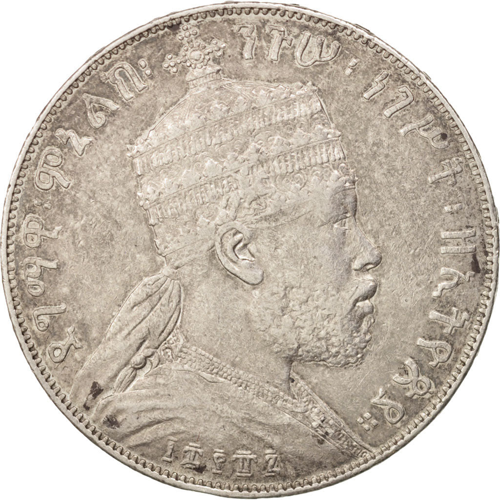 Ethiopia, Menelik II, Birr, 1889, EF(40-45), Silver, KM:5