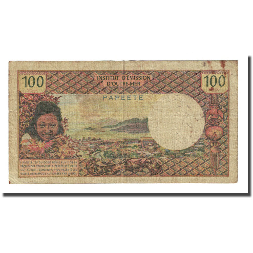 Banknote, Tahiti, 100 Francs, Undated (1973), KM:24b, F(12-15)