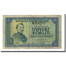 Banknote, Czechoslovakia, 20 Korun, undated (1945), KM:61a, VF(20-25)