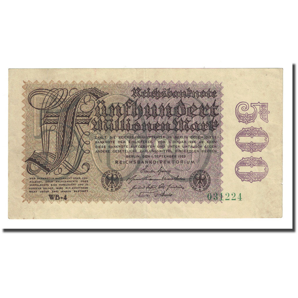 Banknote, Germany, 500 Millionen Mark, 1923-09-01, KM:110e, EF(40-45)