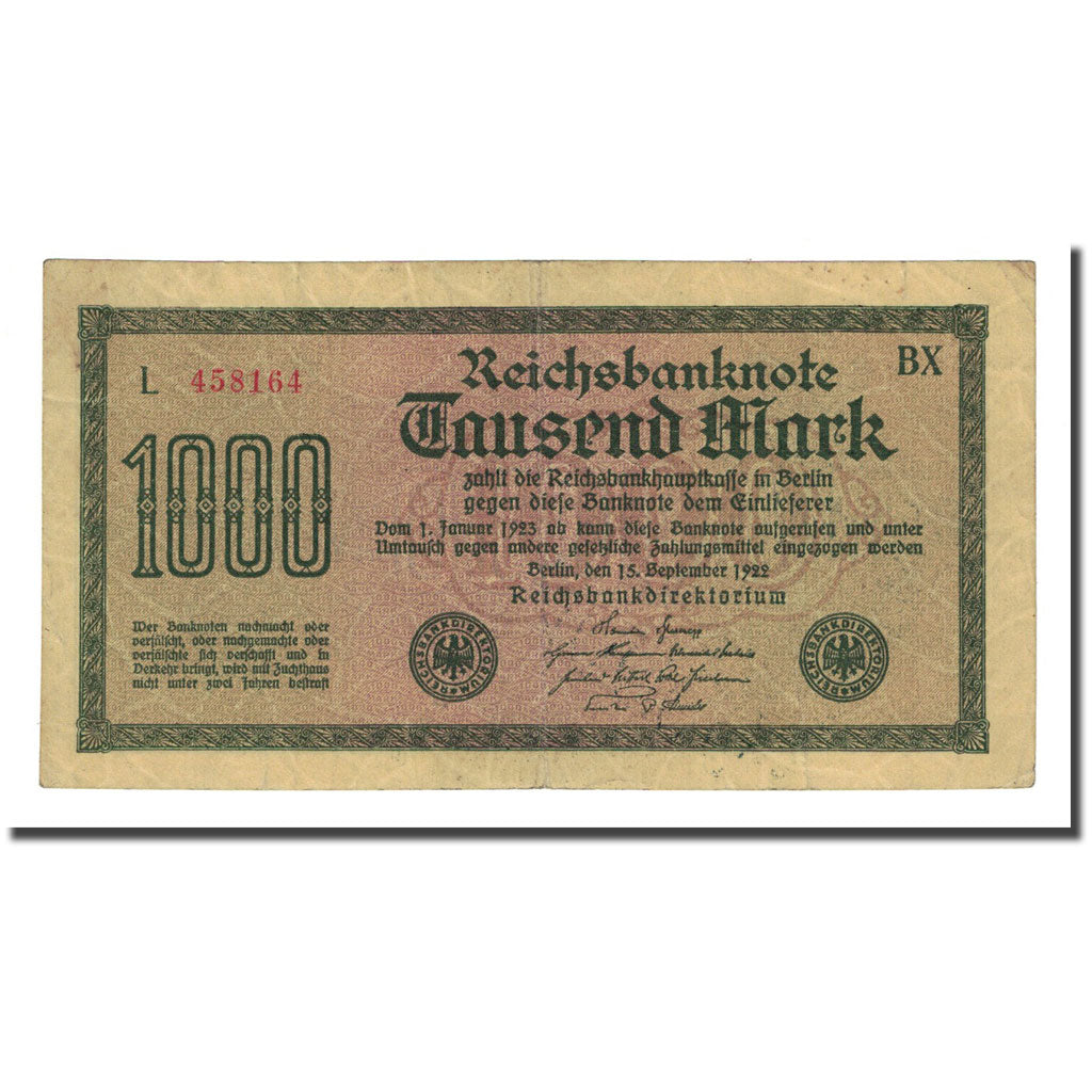 Banknote, Germany, 1000 Mark, 1922-09-15, KM:76b, VF(20-25)