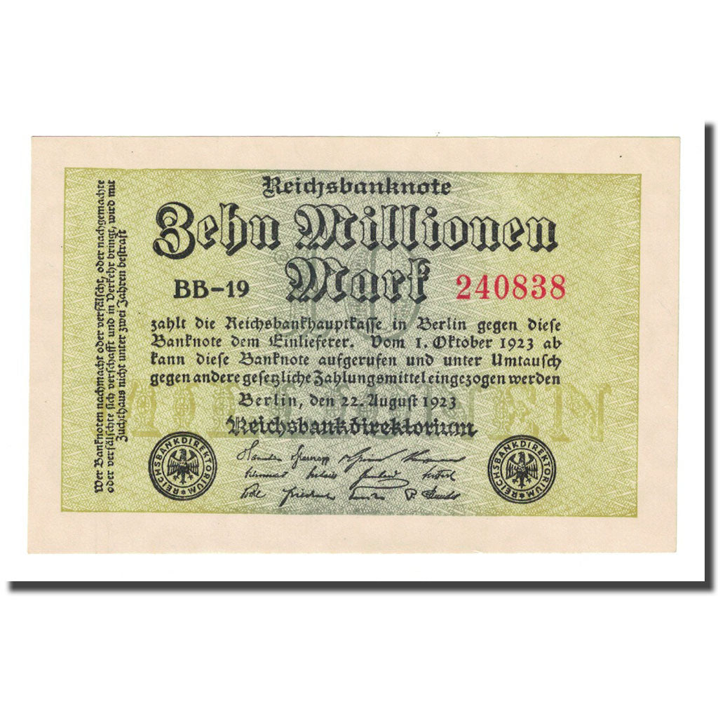 Banknote, Germany, 10 Millionen Mark, 1923-08-22, KM:106b, UNC(63)