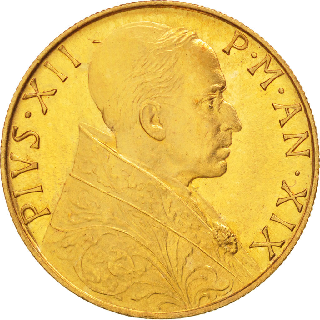 CITTÀ DEL VATICANO, Pius XII, 100 Lire, 1957, SPL, Oro, KM:A53