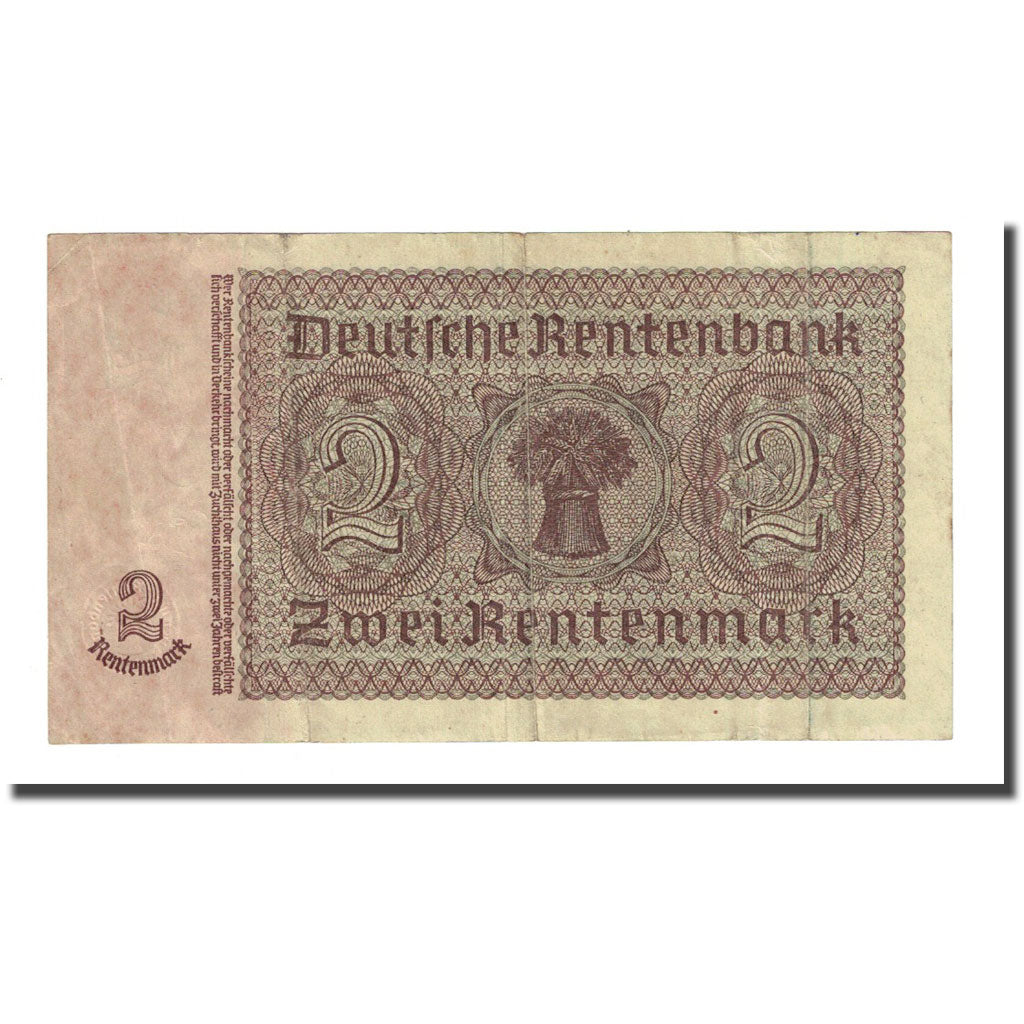 Banknote, Germany, 2 Rentenmark, 1937-01-30, KM:174b, VF(20-25)