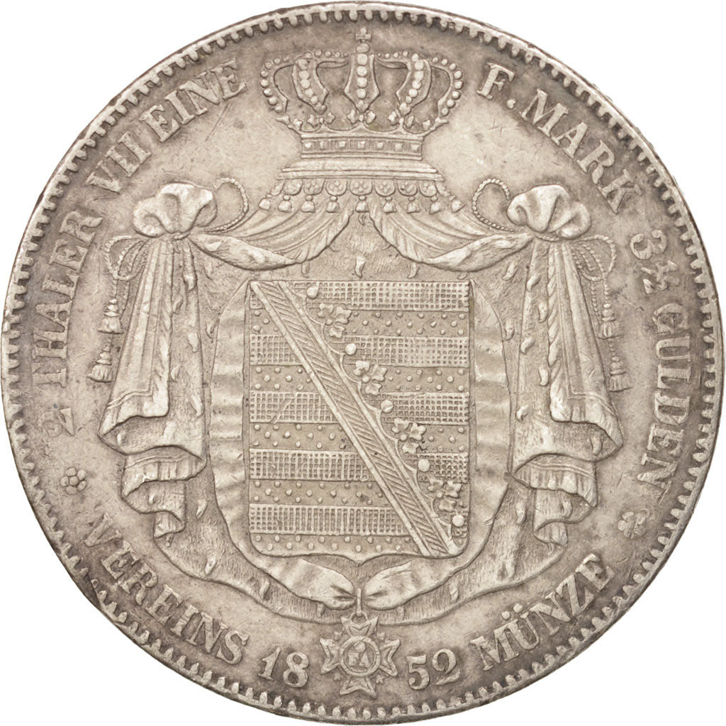 German States, SAXONY-ALBERTINE, Friedrich August II, 2 Thaler, 3-1/2 Gulden