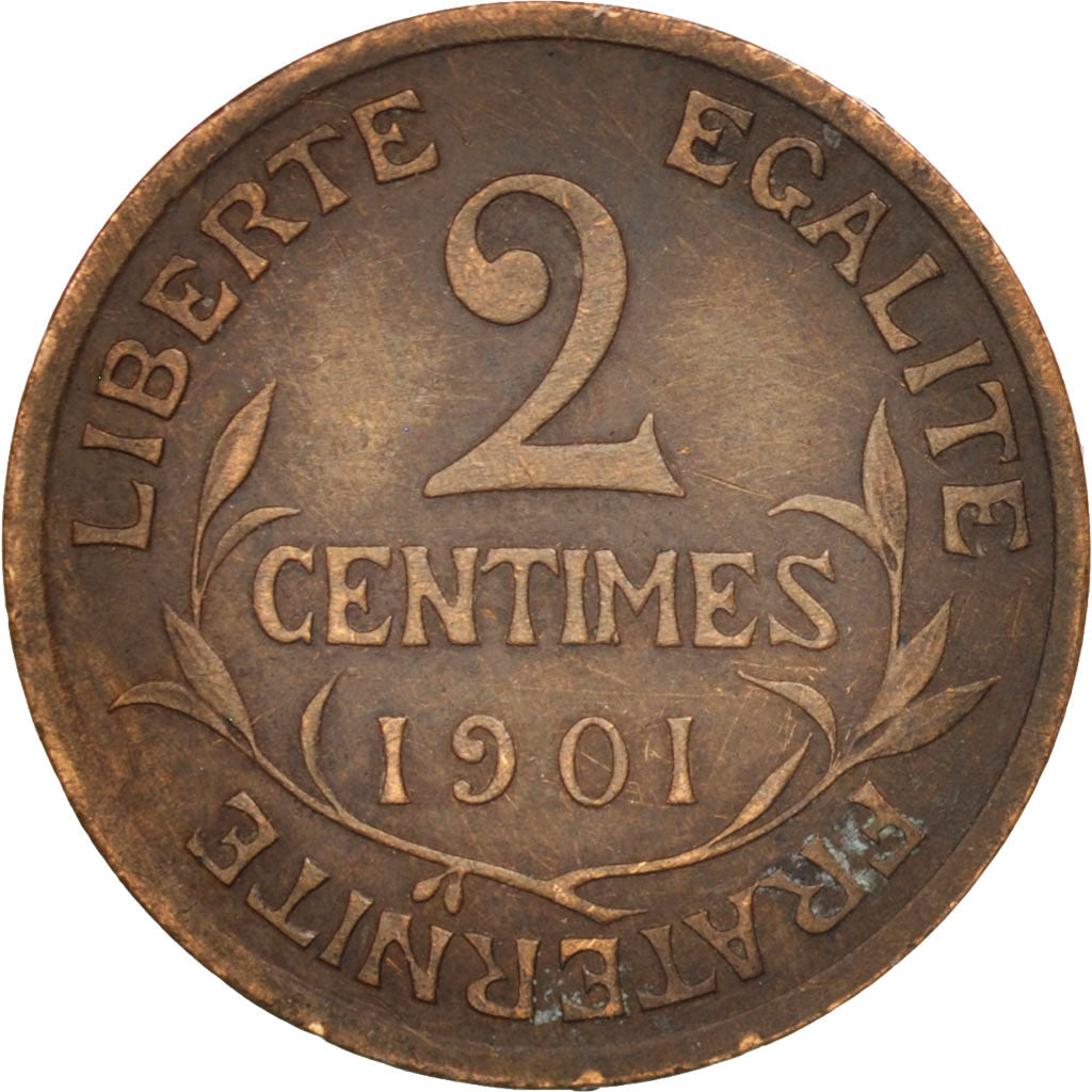 France, Dupuis, 2 Centimes, 1901, Paris, EF(40-45), Bronze, KM:841, Gadoury:107