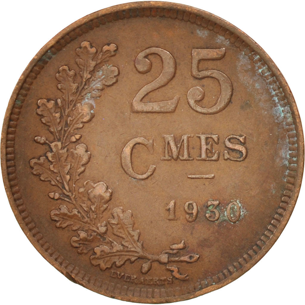 Luxembourg, Charlotte, 25 Centimes, 1930, EF(40-45), Bronze, KM:42