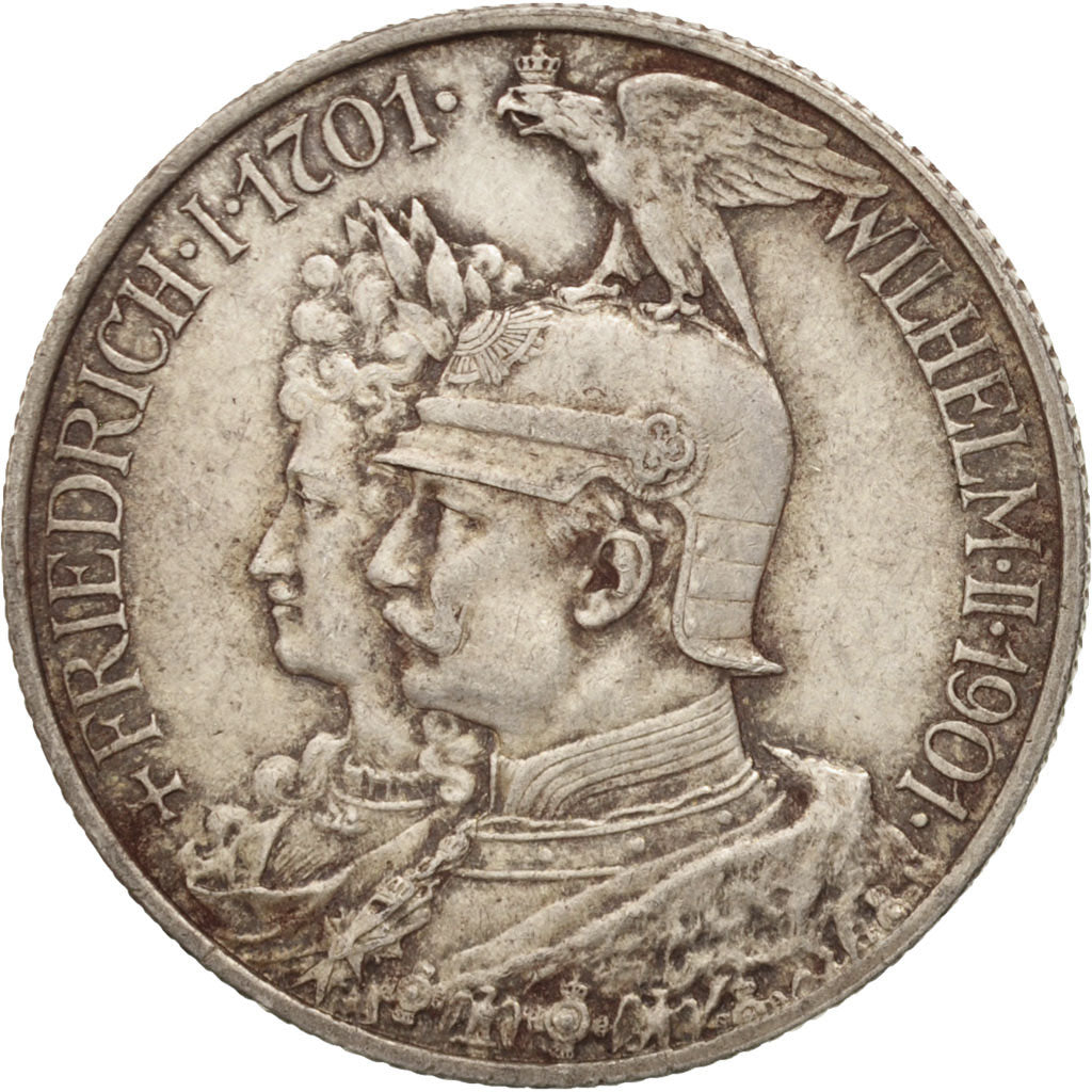 German States, PRUSSIA, Wilhelm II, 2 Mark, 1901,Berlin,AU(50-53),Silver,KM525