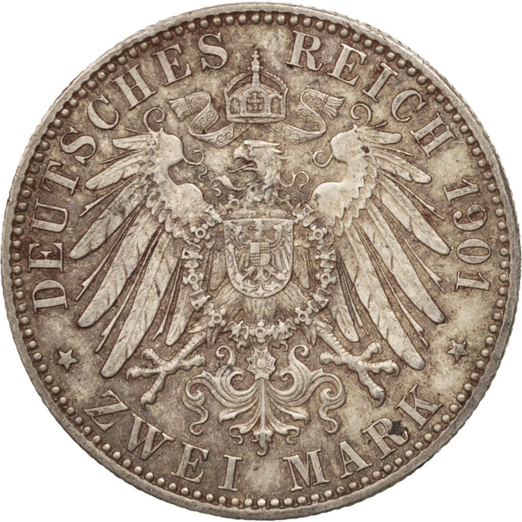 German States, PRUSSIA, Wilhelm II, 2 Mark, 1901,Berlin,AU(50-53),Silver,KM525