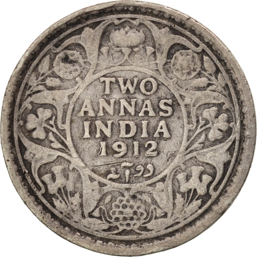 INDIA-BRITISH, George V, 2 Annas, 1912, EF(40-45), Silver, KM:515