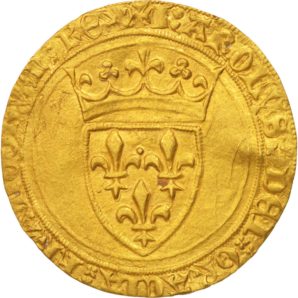France, Charles VI, Ecu d'or, Tours, EF(40-45), Gold, Duplessy:369C