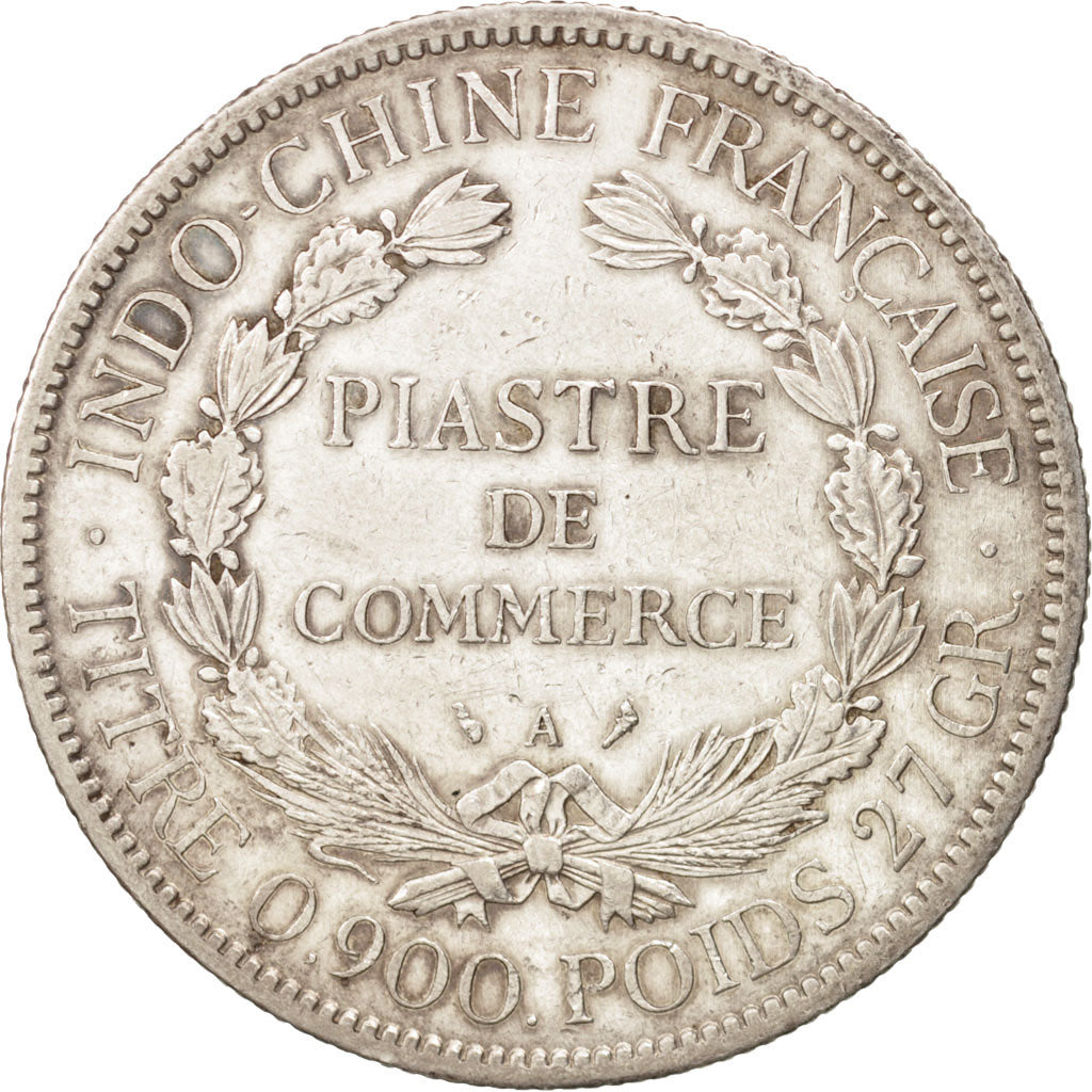 FRENCH INDO-CHINA, Piastre, 1907, Paris, VF(30-35), Silver, KM:5a.1, Lecompte290