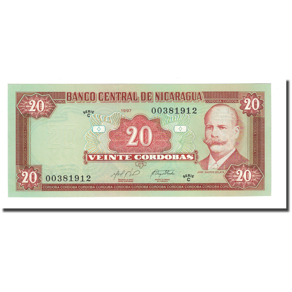 Banknote, Nicaragua, 20 Cordobas, 1997, KM:185, UNC(65-70)