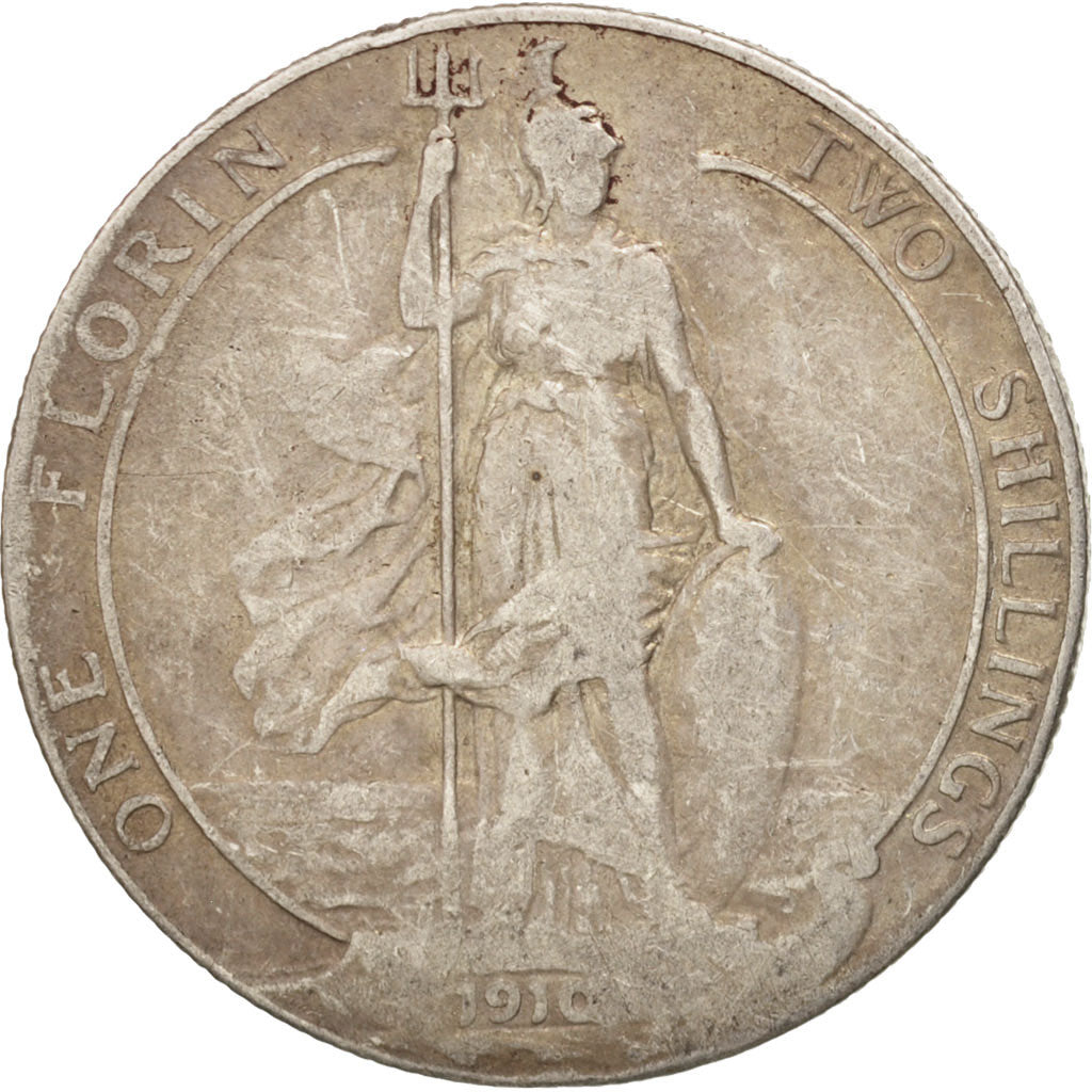 Great Britain, Edward VII, Florin, Two Shillings, 1910, VF(20-25), Silver, KM801