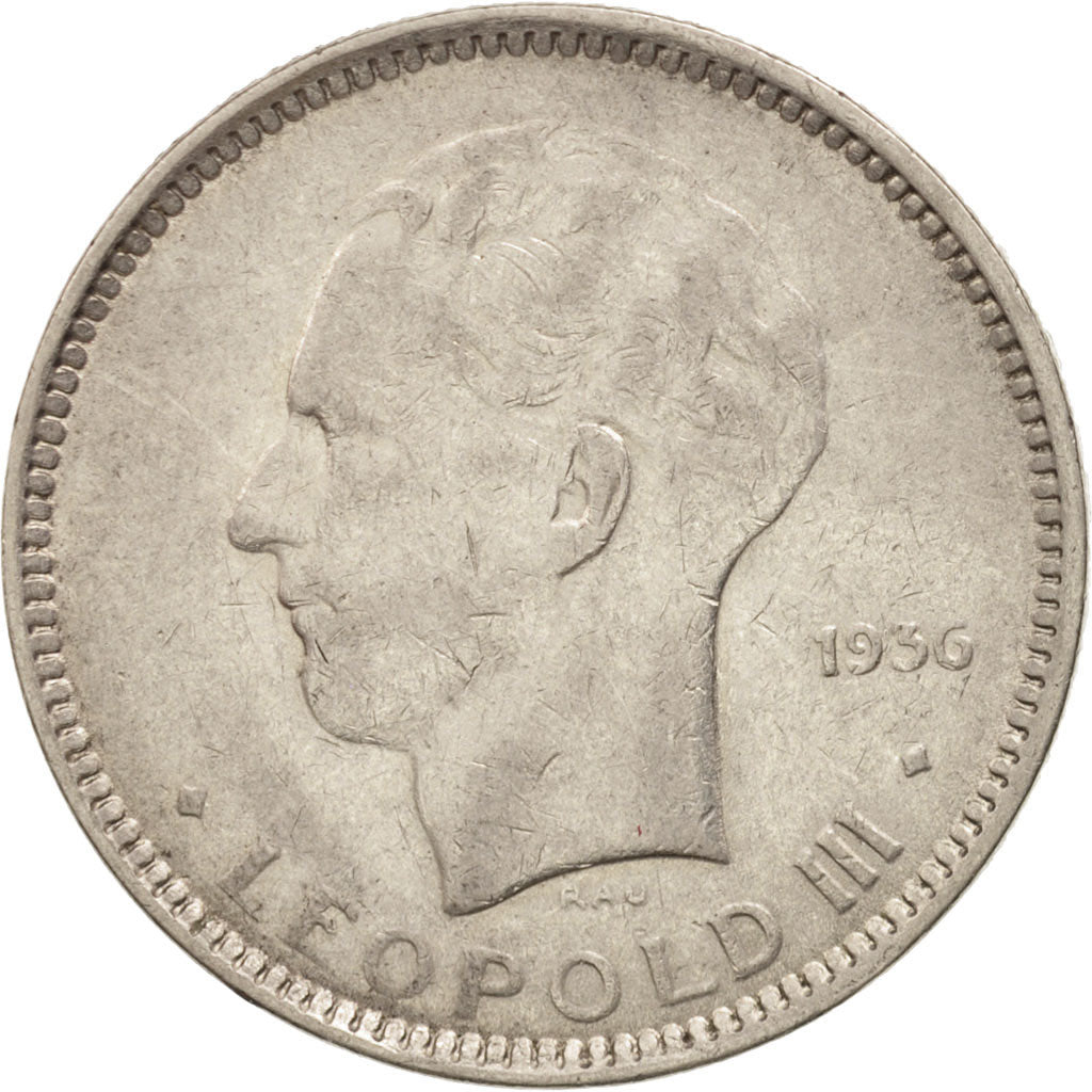 Coin, Belgium, 5 Francs, 5 Frank, 1936, EF(40-45), Nickel, KM:109.1