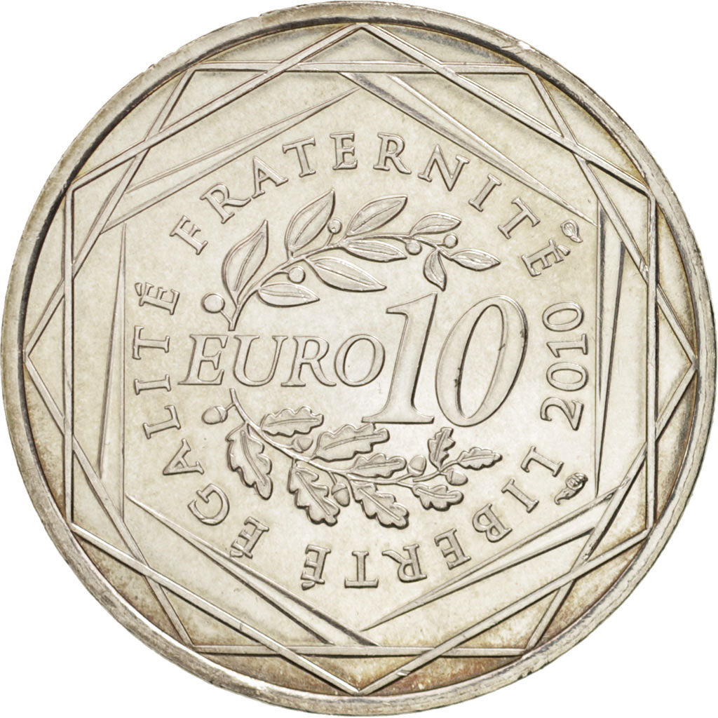 France, 10 Euro Centre, 2010, MS(60-62), Silver, KM:1650