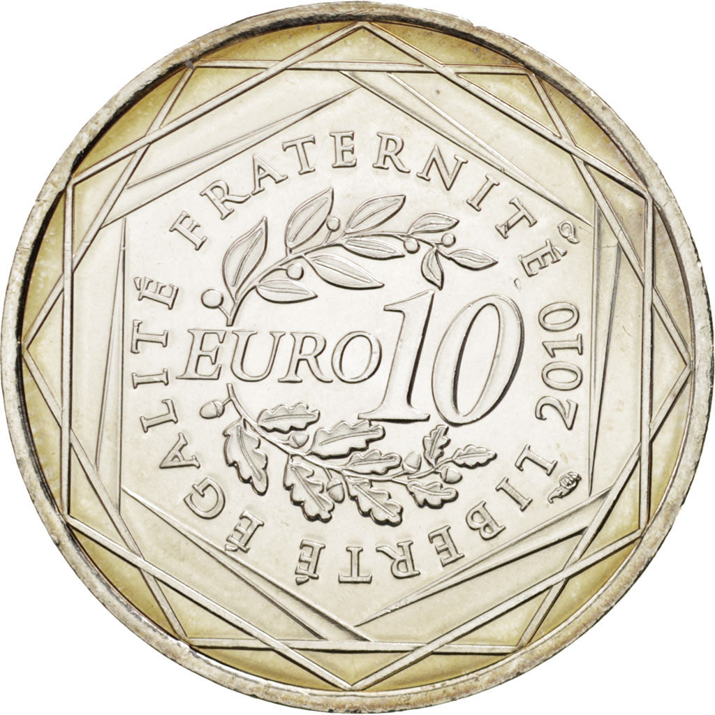 France, 10 Euro Haute-Normandie, 2010, MS(60-62), Silver, KM:1656