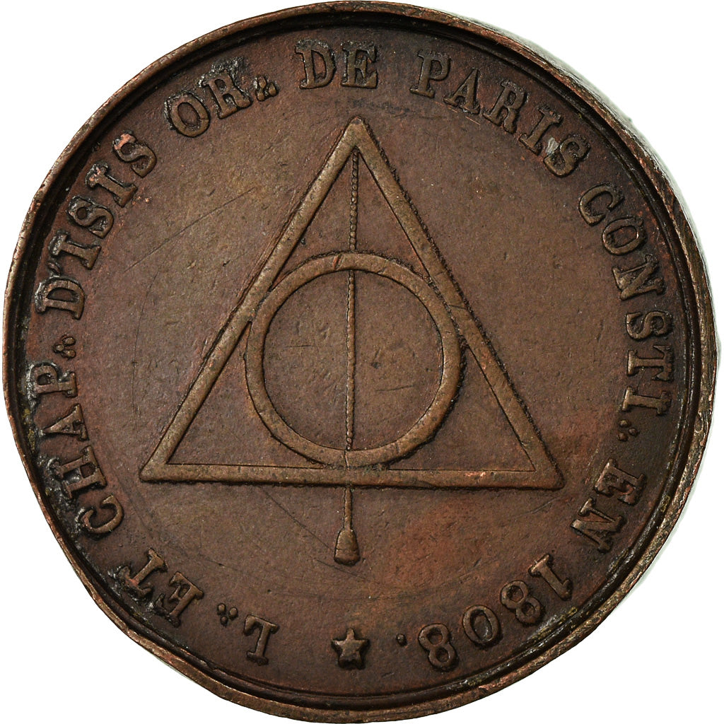 France, Token, Masonic, Orient de Paris, Loge d'Isis, 1808, EF(40-45), Copper