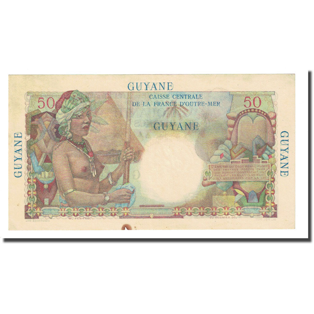 Banknote, FRENCH GUIANA, 50 Francs, Undated (1947-49), KM:22a, EF(40-45)