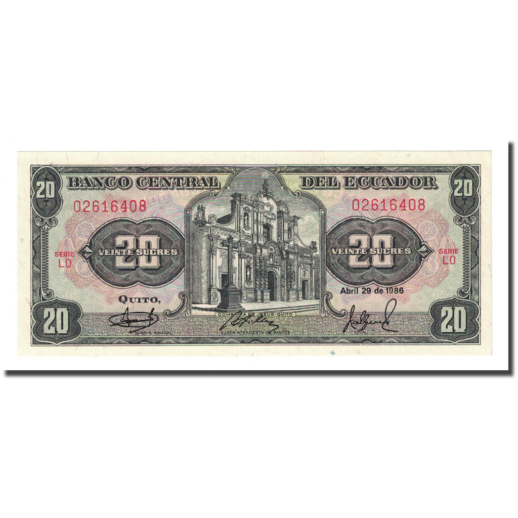Banknote, Ecuador, 20 Sucres, 1986-04-29, KM:121Aa, UNC(65-70)