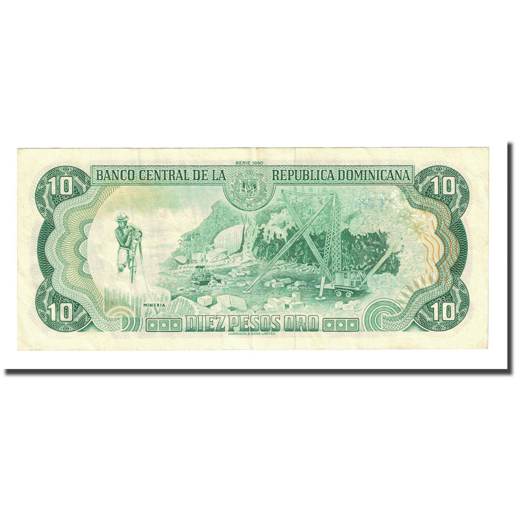 Banknote, Dominican Republic, 10 Pesos Oro, 1990, KM:132, AU(50-53)