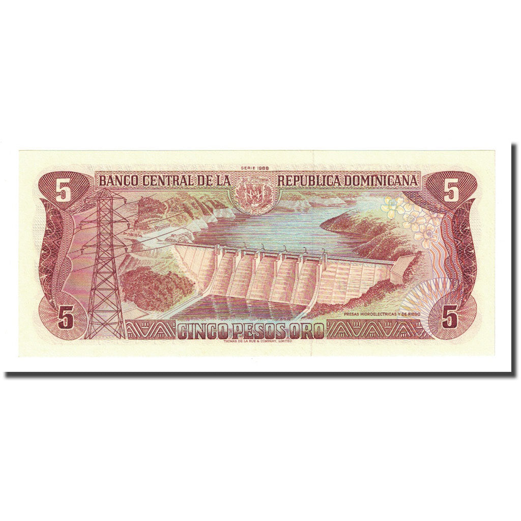 Banknote, Dominican Republic, 5 Pesos Oro, 1988, KM:118c, UNC(65-70)
