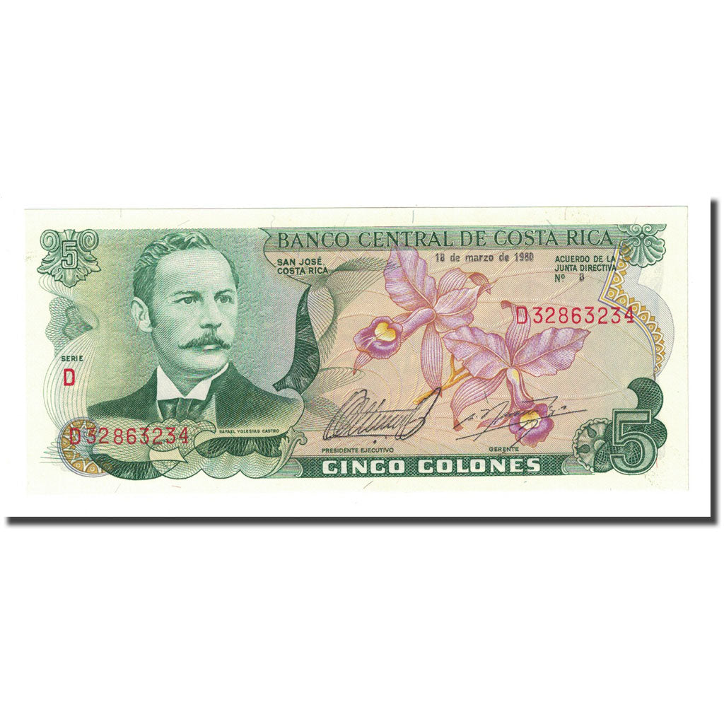 Banknote, Costa Rica, 5 Colones, 1980-03-18, KM:236d, UNC(65-70)