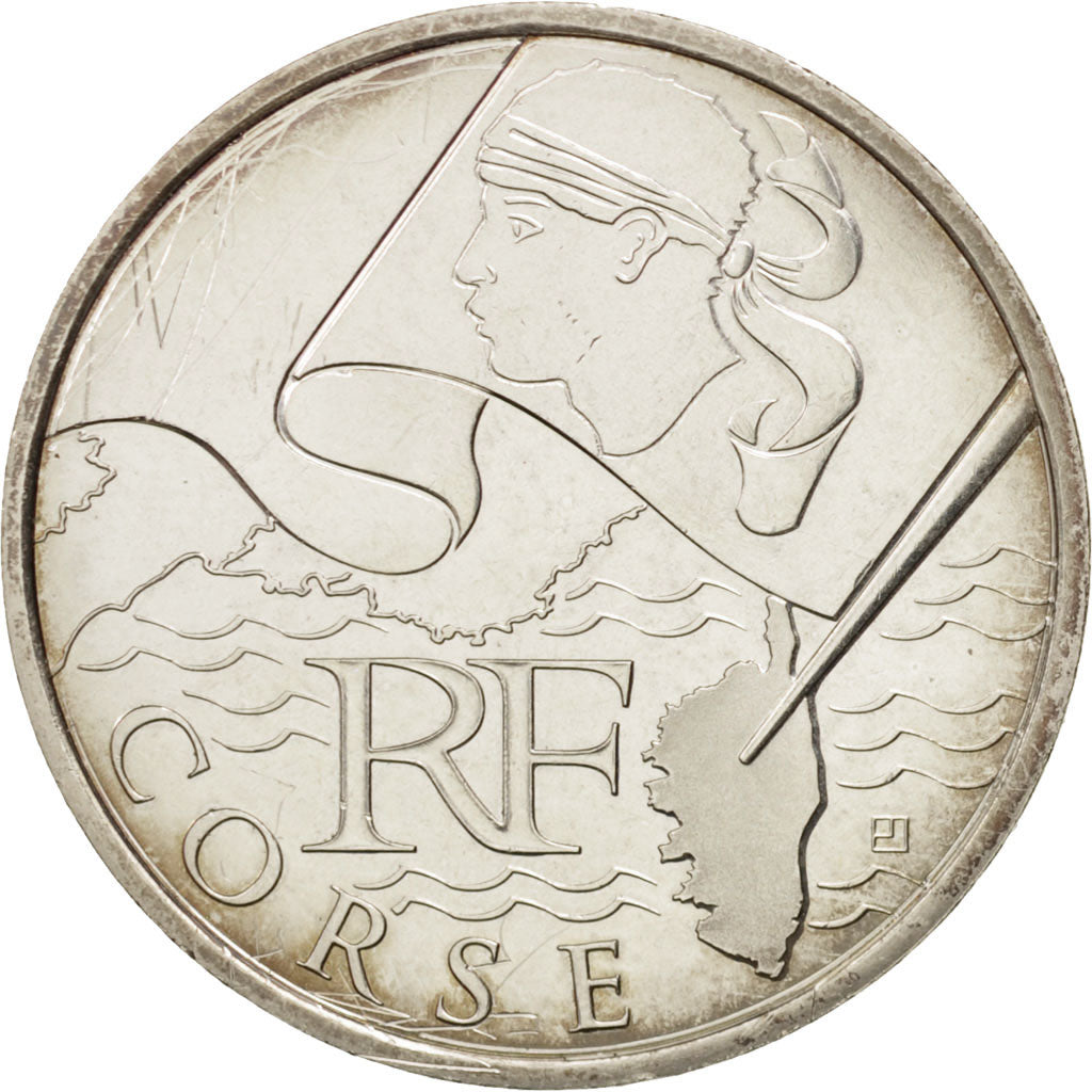 France, 10 Euro Corse, 2010, MS(60-62), Silver, KM:1658