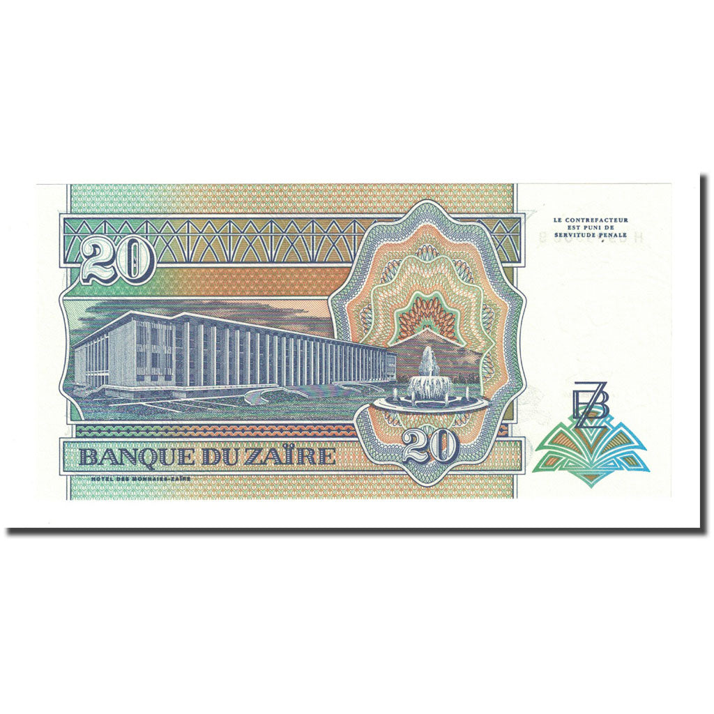 Banknote, Zaire, 20 Nouveaux Zaïres, 1993-06-24, KM:56, UNC(65-70)