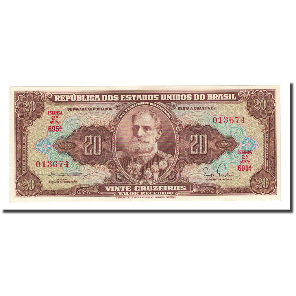 Banknote, Brazil, 20 Cruzeiros, Undated (1955-61), KM:160a, UNC(65-70)