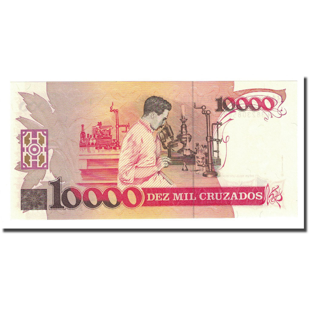 Geldschein, Brasilien, 10 Cruzados Novos on 10,000 Cruzados, Undated (1989)