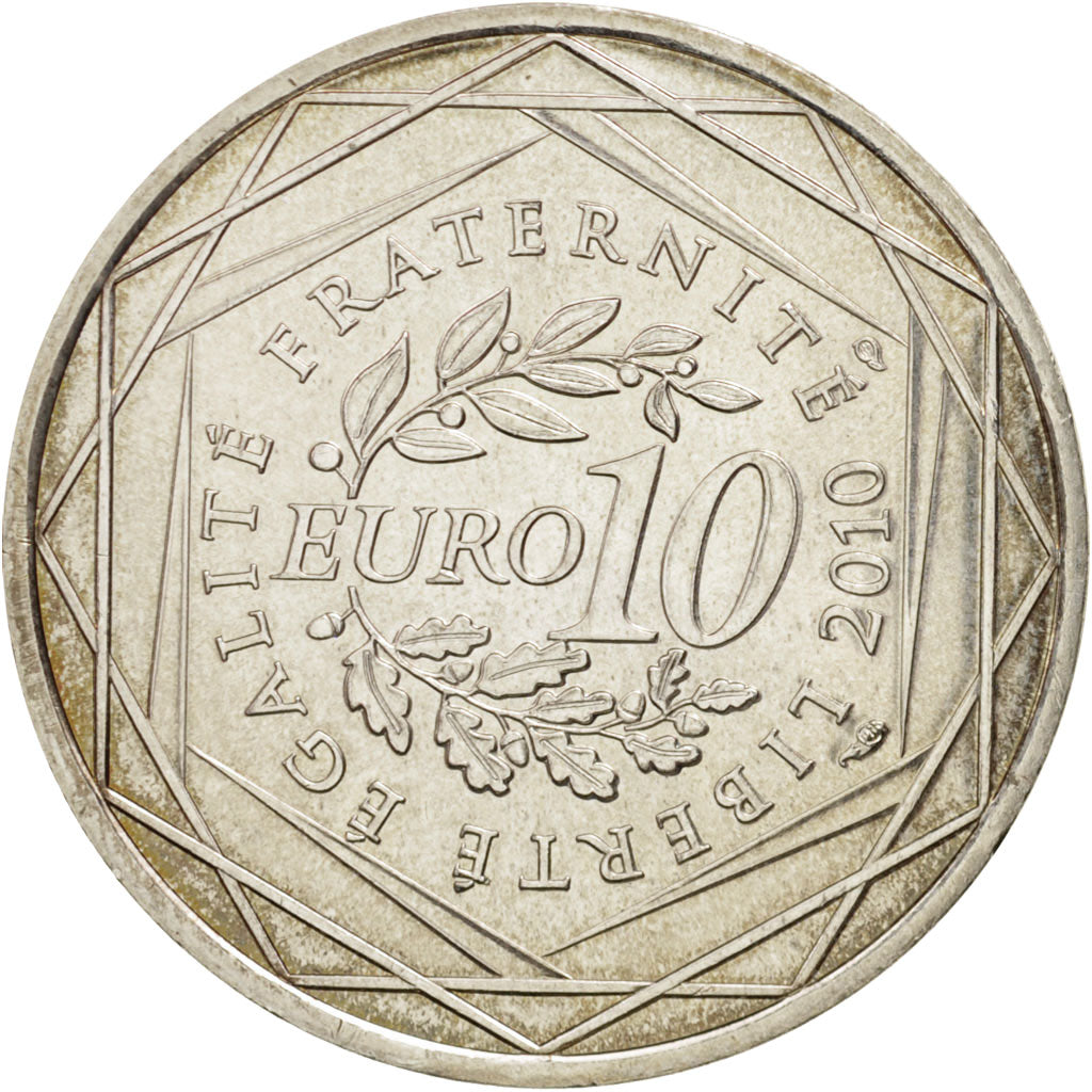 France, 10 Euro Champagne-Ardennes, 2010, MS(60-62), Silver, KM:1651