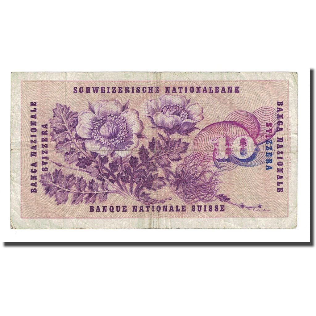Banknote, Switzerland, 10 Franken, 1965-01-21, KM:45j, EF(40-45)